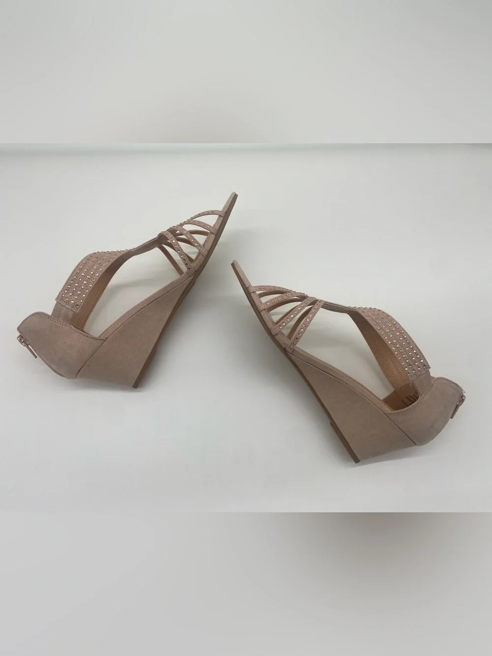 Women’s Nude Rhinestone Wedge Sandals Size 10 New
